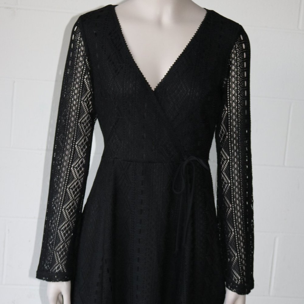 Long Sleeve Midi Black Dress
